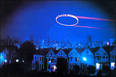 QP507 UFO Over Houses-San Francisco